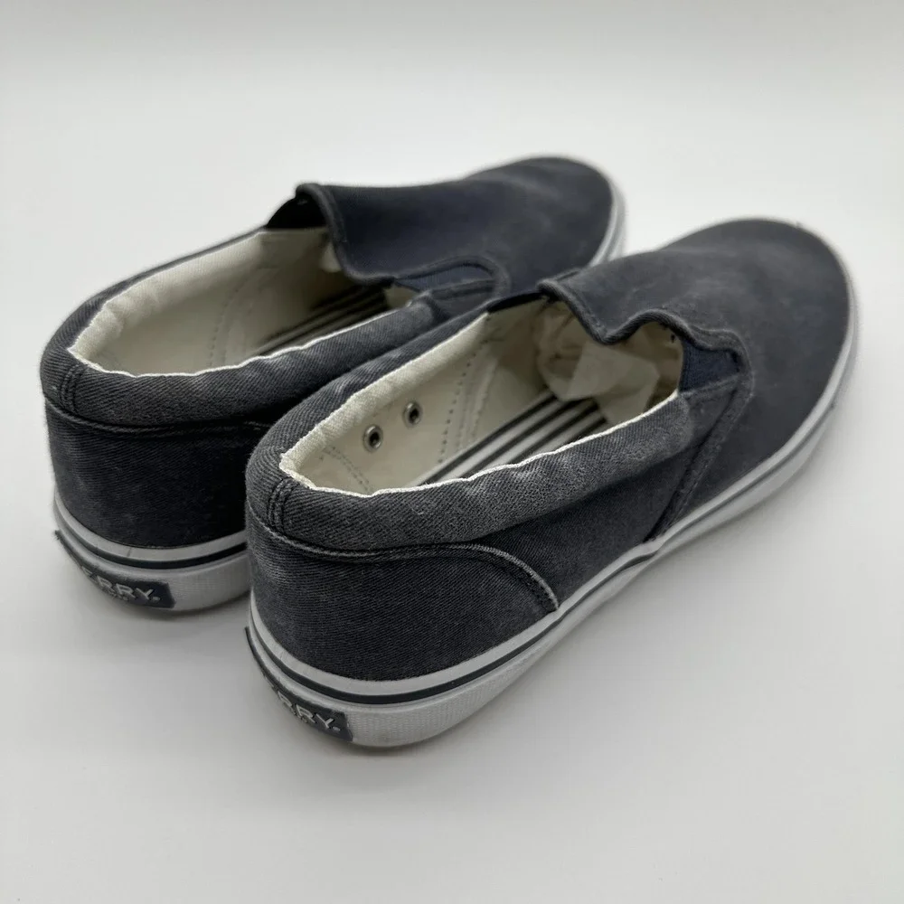 Sperry Slip On Shoes Mens 9.5 Gray Canvas Top-Sider Casual Boat Nautical